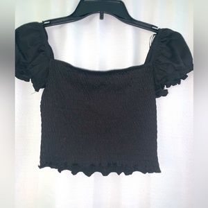 black squareneck knit crop top